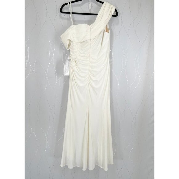 NWT Leena for Mac Duggal White Off Shoulder Tea Length Gown $298 - Picture 8 of 15